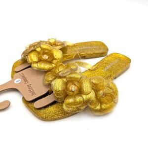 Jeffrey Campbell Fleuris Jelly Flip Flop Thong Sandal Women's Gold Size US6 EU37
